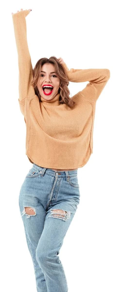 Excited LeanBiome customer celebrating her results