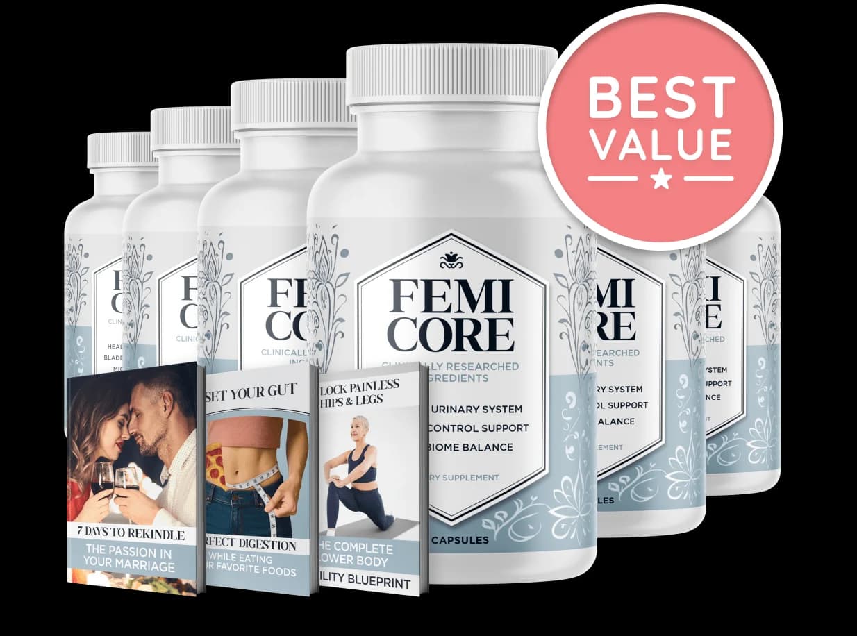 FemiCore 3 + 3 bottle package with three bonus e-books — 180-day supply
